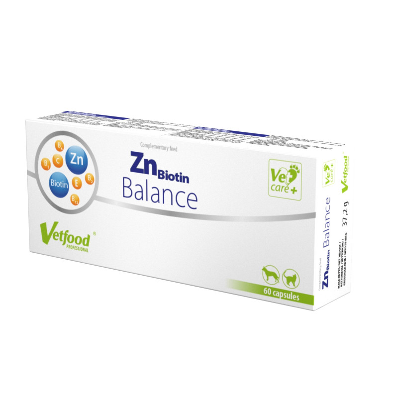 Vetfood ZnBiotin - 60 kaps. - cynk i biotyna dla psów, kotów